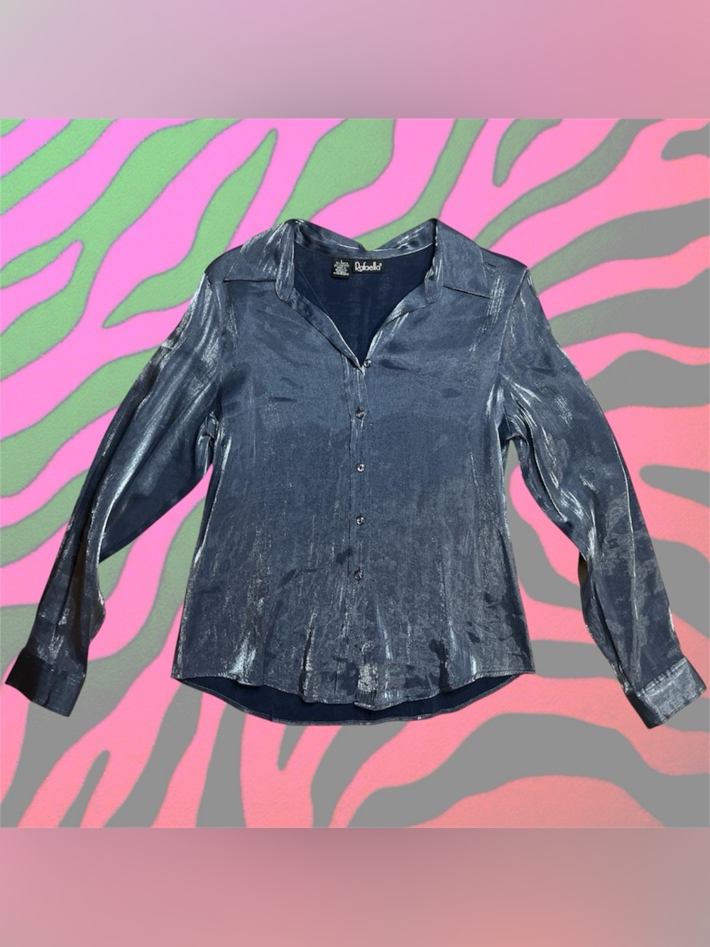 vintage y2k raver shimmery metallic dress shirt